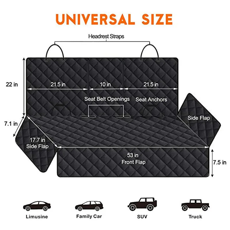 Waterproof Dog Car Seat Cover – Scratchproof, Hammock Style, Non-Slip